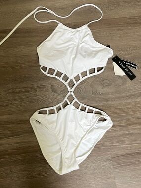 La Blanca White Strappy Cutout One-Piece Swimsuit